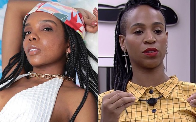 Montagem com imagens de Thelma Assis (à esq.) e Karol Conká no BBB21