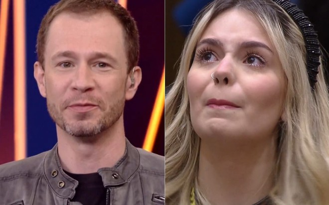 Montagem de fotos com Tiago Leifert e Viih Tube na edição de domingo (18) do BBB21