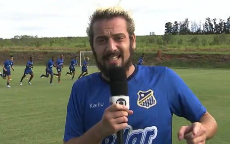 O repórter Lucas Strabko em reportagem exibida no Globo Esporte