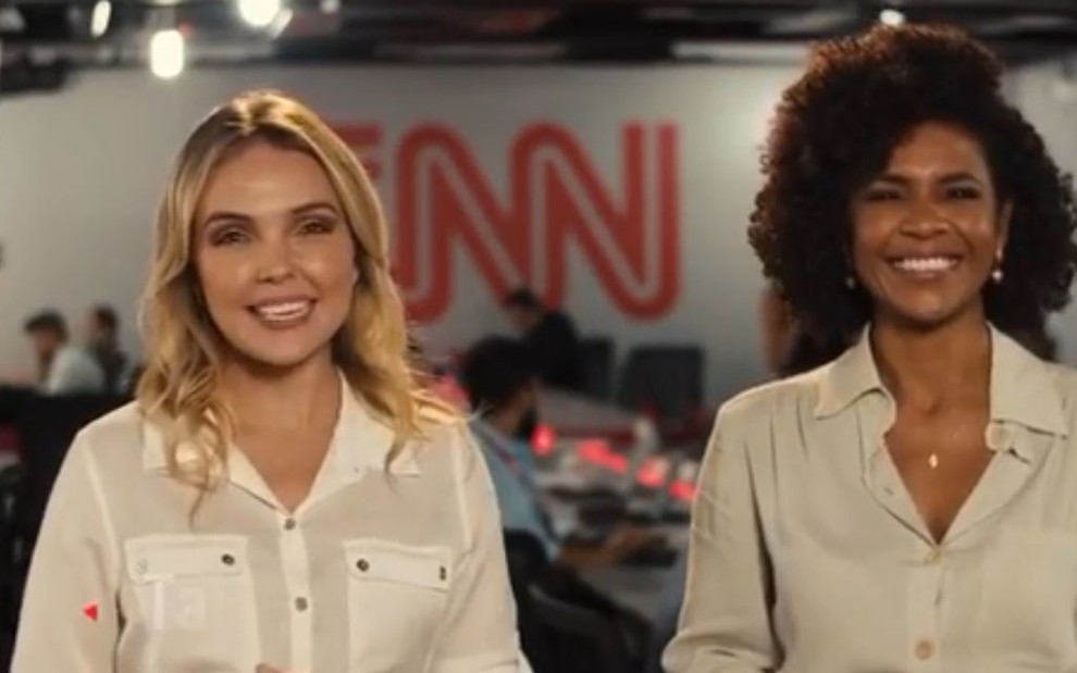As apresentadoras Tais Lopes e Luciana Barreto em vídeo publicado pela CNN Brasil na manhã desta quinta-feira (5) nas redes sociais