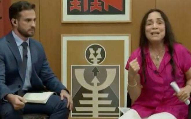 Imagem de Daniel Adjuto entrevistando Regina Duarte para a CNN
