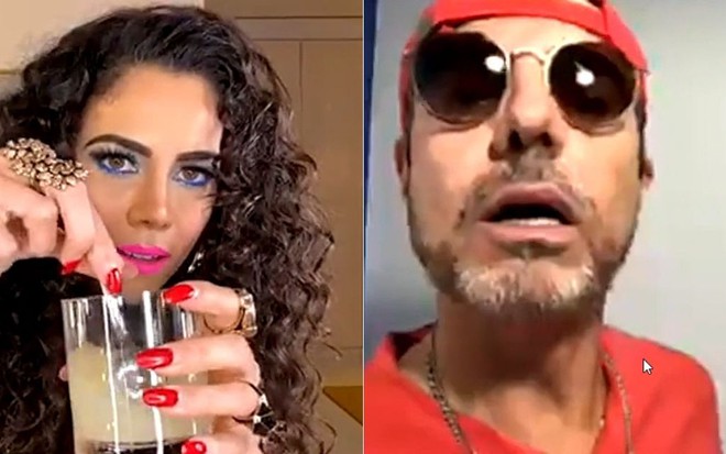 Daniela Albuquerque e João Kleber como DJ Chiclete e Marlene Jet Set em live teatral em 6 de maio de 2020