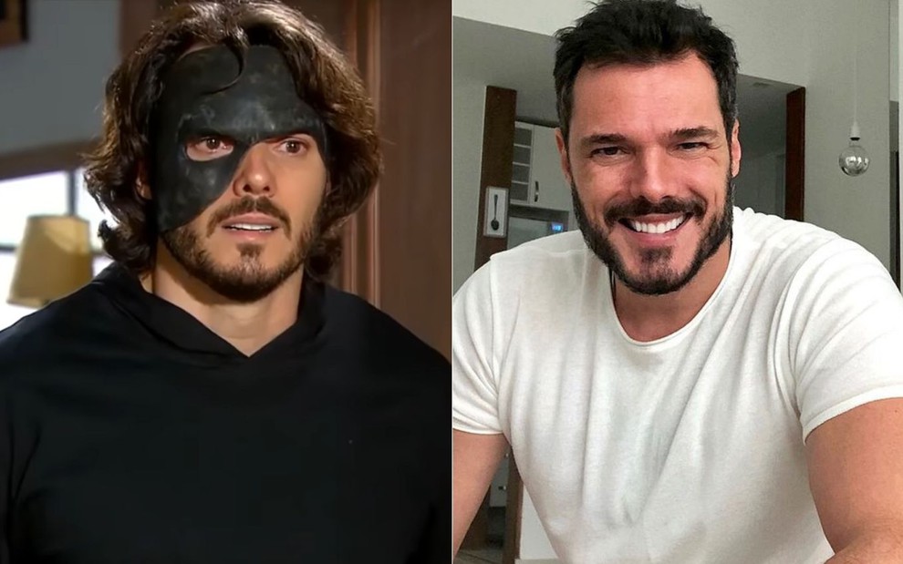 Montagem de fotos de Daniel Andrade como Miguel em Chiquititas (esquerda) e em foto para seu Instagram (direita)