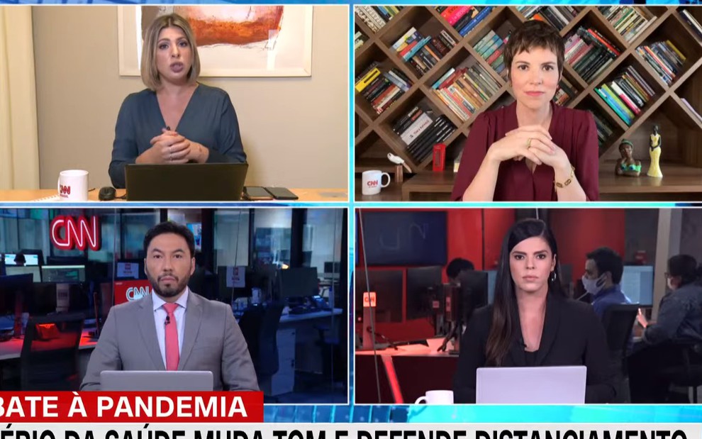 Daniela Lima e Gloria Vanique apresentam o CNN 360º de suas casas; Iuri Pitta e Renata Agostini, do estúdio