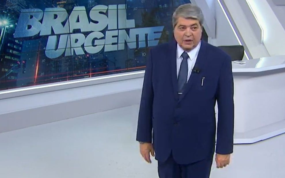 Datena no palco do Brasil Urgente em 29 de julho de 2020