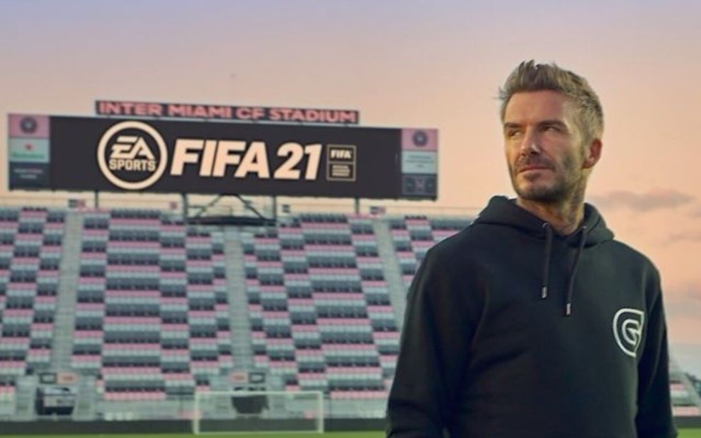 David Beckham em estádio de futebol