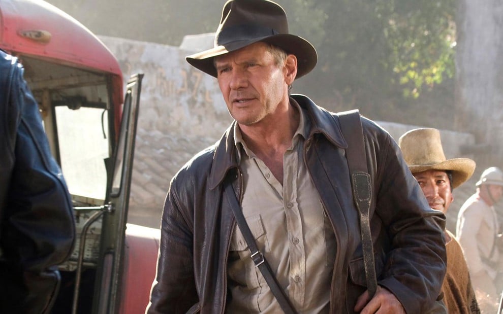 Harrison Ford em cena de Indiana Jones e o Reino da Caveira de Cristal, quarto longa da franquia
