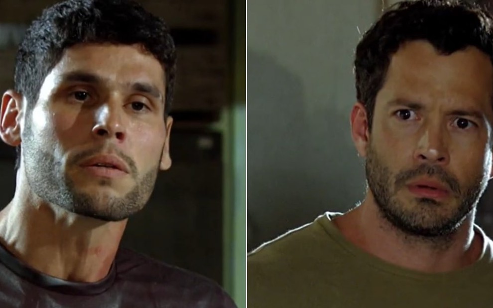 Montagem dos atores Dudu Azevedo (Wallace) e Malvino Salvador (Quinzé) em Fina Estampa, novela da TV Globo