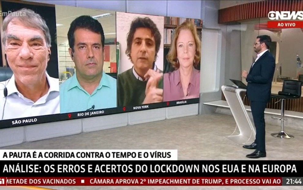 Imagem da discussão de Demétrio Magnoli e Guga Chacra no Em Pauta, da GloboNews