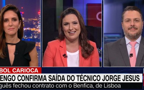 Imagem de Monalisa Perrone, Rachel Amorim e Caio Junqueira durante o Expresso CNN
