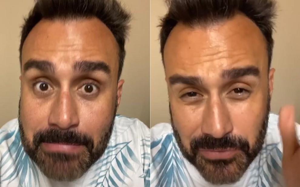 O jornalista Fábio Ramalho, de barba, indignado gravando vídeo de denúncia a motorista da Uber