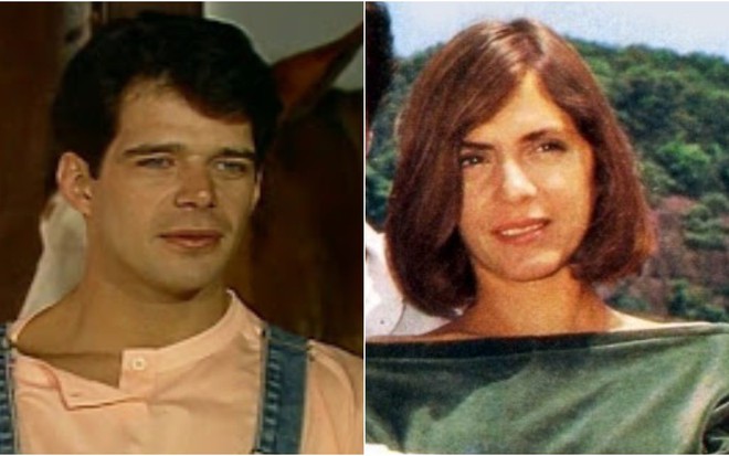 Os atores Raul Gazolla e Carla Camurati em cenas como Marcelo e Marília da novela Fera Radical (1988)