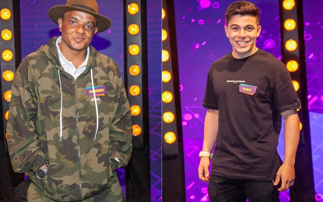 Montagem de Fernandinho Beat Box e Thomaz Costa, jurados substitutos do Canta Comigo Teen, da Record