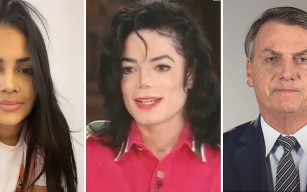 Reprodução de imagem de Flayslane Raiane, Michael Jackson e Jair Bolsonaro