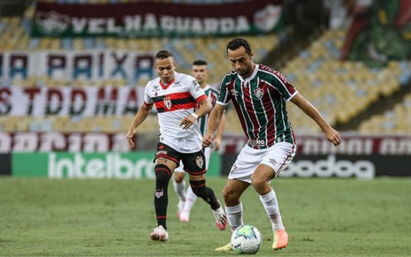 Nenê em ação pelo Fluminense contra o Atlético-GO em duelo da Copa do Brasil
