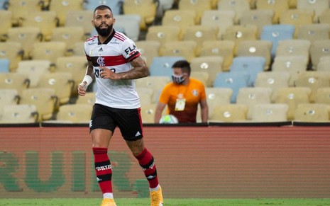 Gabigol em ação pelo Flamengo em duelo do Campeonato Brasileiro