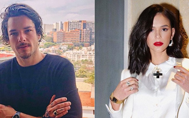 Montagem de fotos de Gian Luca Ewbank (à esquerda) e Bruna Marquezine (à direita)