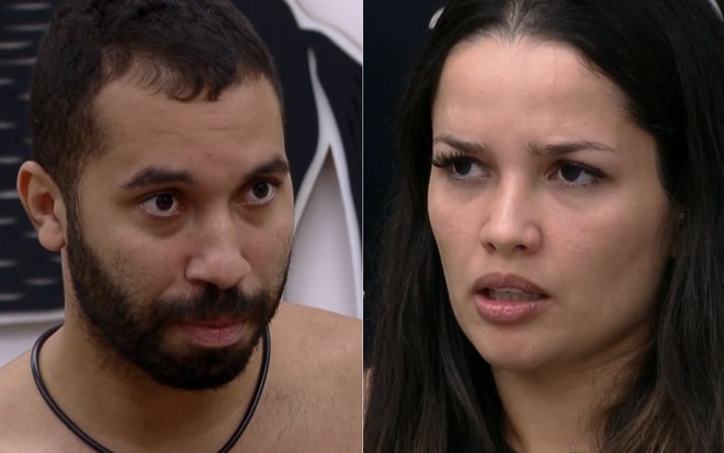 Montagem com os rostos de Gilberto Nogueira e Juliette Freire durante discussão no BBB21