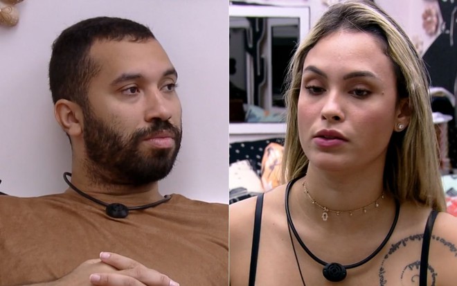 Gilberto Nogueira e Sarah Andrade durante conversa no quarto cordel da casa do BBB21