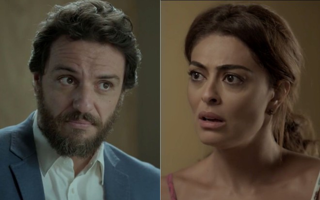 Montagem dos atores Rodrigo Lombardi e Juliana Paes