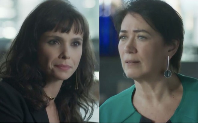 Montagem das atrizes Débora Falabella e Lilia Cabral em cena de A Força do Querer