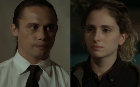 Montagem dos atores Silvero Pereira e Carol Duarte em cenas de A Força do Querer, novela das nove da Globo
