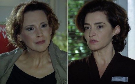 Montagem com a atriz Ana Beatriz Nogueira à esquerda como Eva e a atriz Gisele Fróes como Vitória à direita em cena de A Vida da Gente