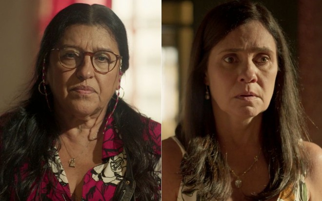 Montagem das atrizes Regina Casé e Adriana Esteves em cena de Amor de Mãe