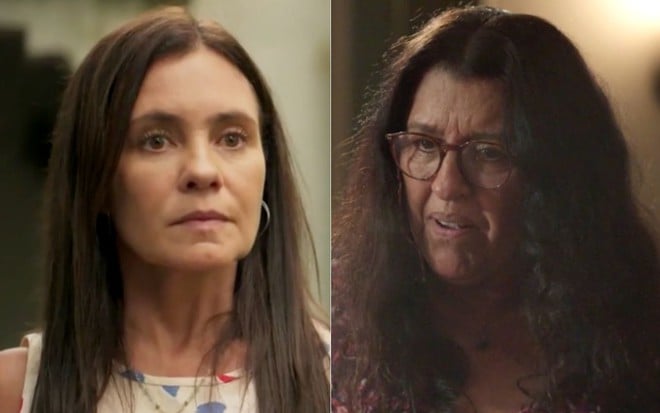 Montagem das atrizes Adriana Esteves e Regina Casé em cena de Amor de Mãe