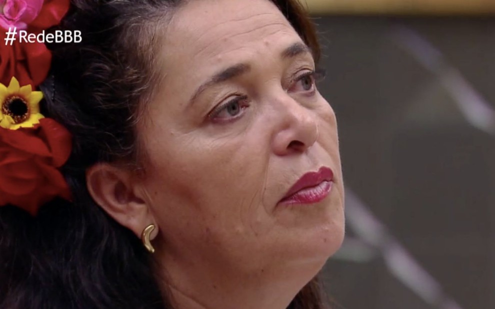 A participante Tereza Souza triste durante o reality Big Brother Brasil, em 2019, na Globo
