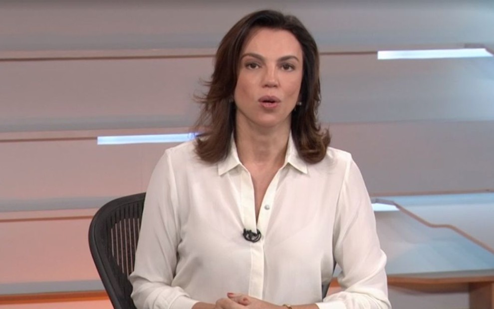 A apresentadora Ana Paula Araújo durante o jornal Bom Dia Brasil desta segunda-feira (20), na Globo