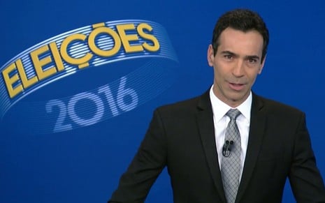 César Tralli no estúdio do debate da Globo nas Eleições 2016