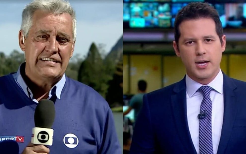 Montagem dos jornalistas Mauro Naves (à esquerda) e Dony De Nuccio (à direita) na Globo 