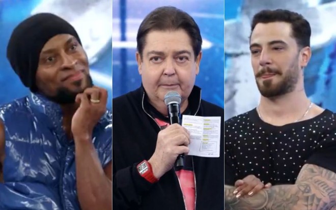 Montagem de fotos com Zé Roberto, Fausto Silva e Felipe Titto no Domingão Faustão, da Globo