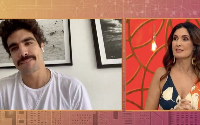 O ator Caio Castro em entrevista por videochamada no programa Encontro com Fátima Bernardes nesta sexta-feira (24), na Globo