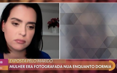 A repórter Mona Lisa Duperron em videochamada com mulher não identificada no programa Encontro, da Globo, nesta quinta-feira (6)