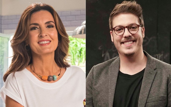 Montagem de fotos com Fátima Bernardes e Fábio Porchat, estrelas da Globo na Black Friday