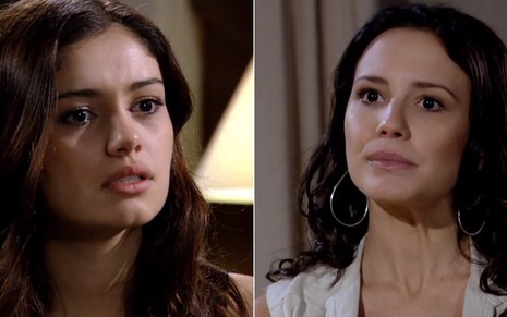Montagem com Amália (Sophie Charlotte) e Zuleika (Juliana Knust) em cena de Fina Estampa, novela da Globo