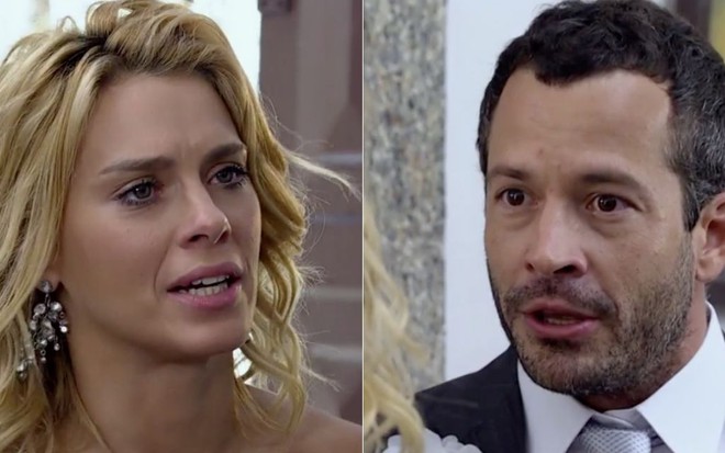 Montagem com os atores Carolina Dieckmann e Malvino Salvador caracterizados como personagens da novela Fina Estampa