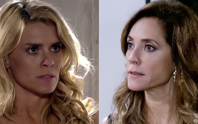 Montagem com as atrizes Carolina Dieckmann e Christiane Torloni em cenas de Fina Estampa como Teodora e Tereza Cristina