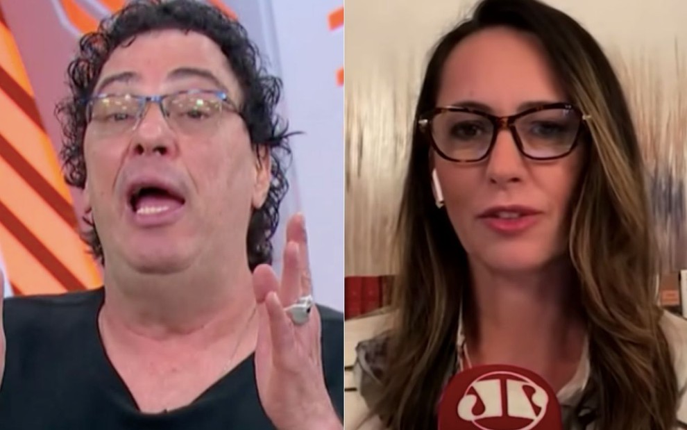 O comentarista Walter Casagrande no Globo Esporte (à esquerda) e a comentarista Ana Paula Henkel no Os Pingo nos Is, na Jovem Pan