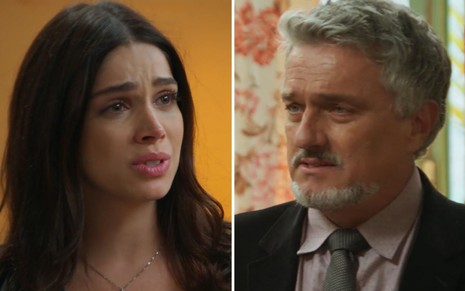 Montagem dos atores Sabrina Petraglia e Werner Schünemann como Shirlei e Guido em Haja Coração