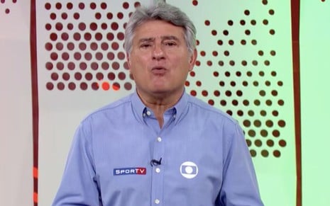 O jornalista e apresentadora Cleber Machado durante participação no telejornal Hora 1, da Globo, em setembro