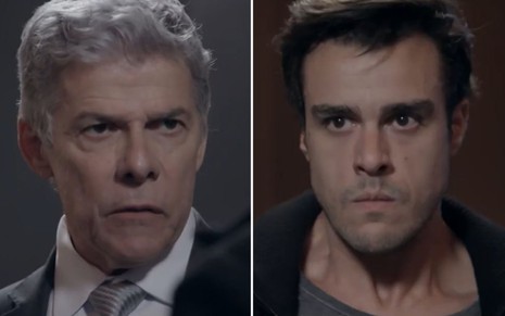 Montagem dos atores José Mayer e Joaquim Lopes como Cláudio e Enrico de Império