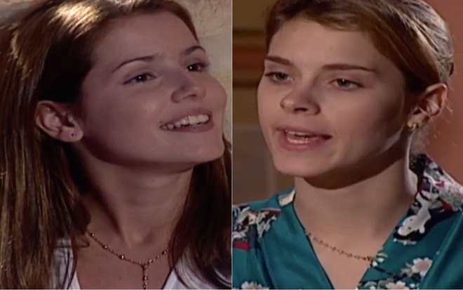 Montagem das atrizes Deborah Secco e Carolina Dieckmann em cena de Laços de Família