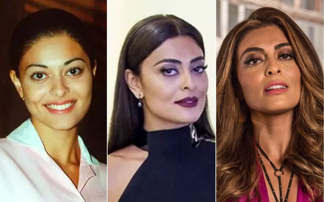 Montagem com Juliana Paes como Ritinha de Laços de Família à esquerda, Carolina de Totalmente Demais ao centro e Bibi de A Força do Querer à direita