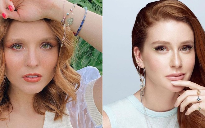 Montagem com fotos das atrizes Larissa Manoela e Marina Ruy Barbosa compartilhadas em seus perfis do Instagram