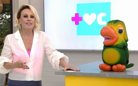 Participação gravada da apresentadora Ana Maria Braga e o papagaio Louro José no Mais Você; gravação foi exibida nesta sexta-feira (28), na Globo