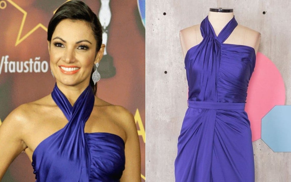 A apresentadora Patrícia Poeta usa um vestido azul no prêmio Melhores do Ano, da Globo, em 2014