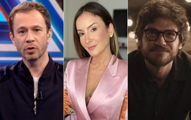 Montagem com Tiago Leifert, Claudia Leitte e Emilio Dantas como Paulo na série Todas as Mulheres do Mundo